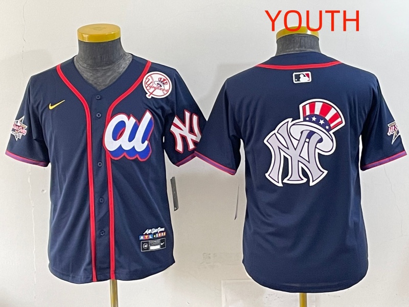 Youth 2025 New York Yankees Blank Drak Blue All star Blank Blue Nike MLB Jersey style 17